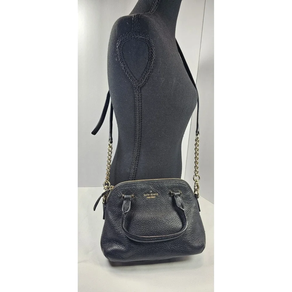Kate Spade‎ New York Black Pebbled Leather Crossbody Satchel Gold Hardware